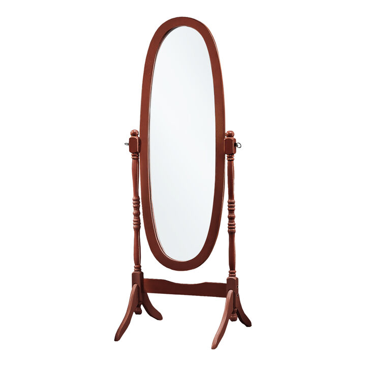Monarch Specialties I 3101 Mirror, Full Length, Standing, Floor, 60" Oval, Dressing, Bedroom, Wood, Walnut, Traditional