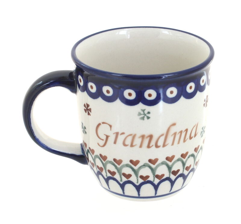 Blue Rose Polish Pottery Grandma Mug