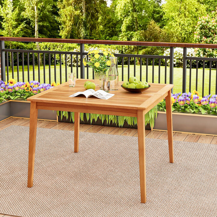 Square Bistro Dining Table with Umbrella Hole for Outdoor