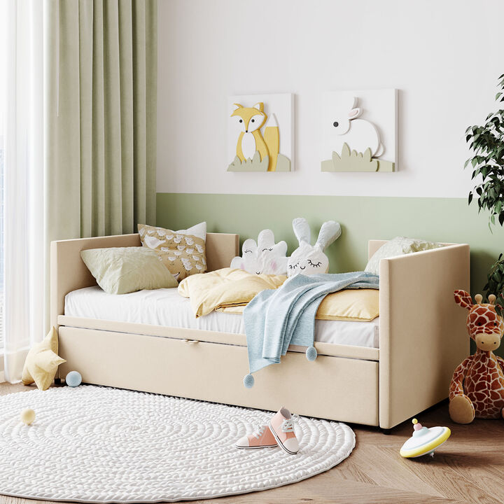Merax Upholstered Daybed with Pop Up Trundle