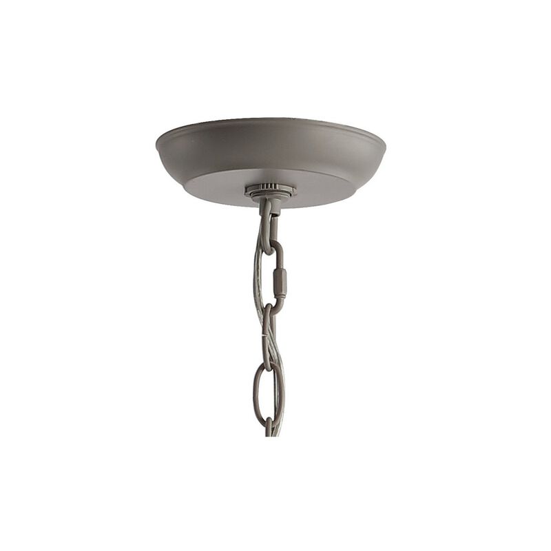 Rustica Adjustable Greige Metal/Wood Bead LED Chandelier