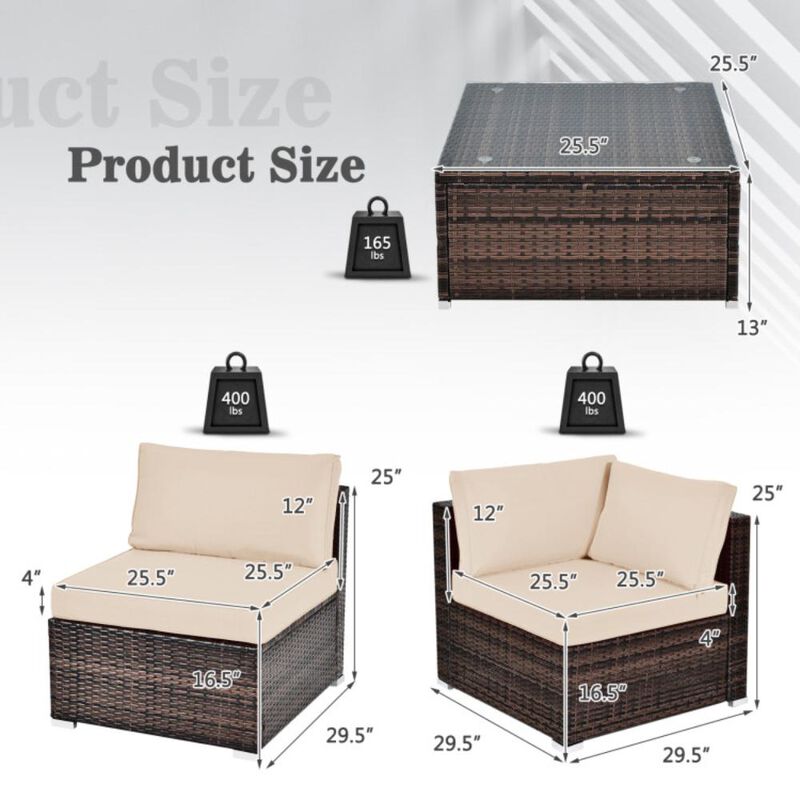 Hivvago 6 Pieces Patio Rattan Furniture Set with Cushions