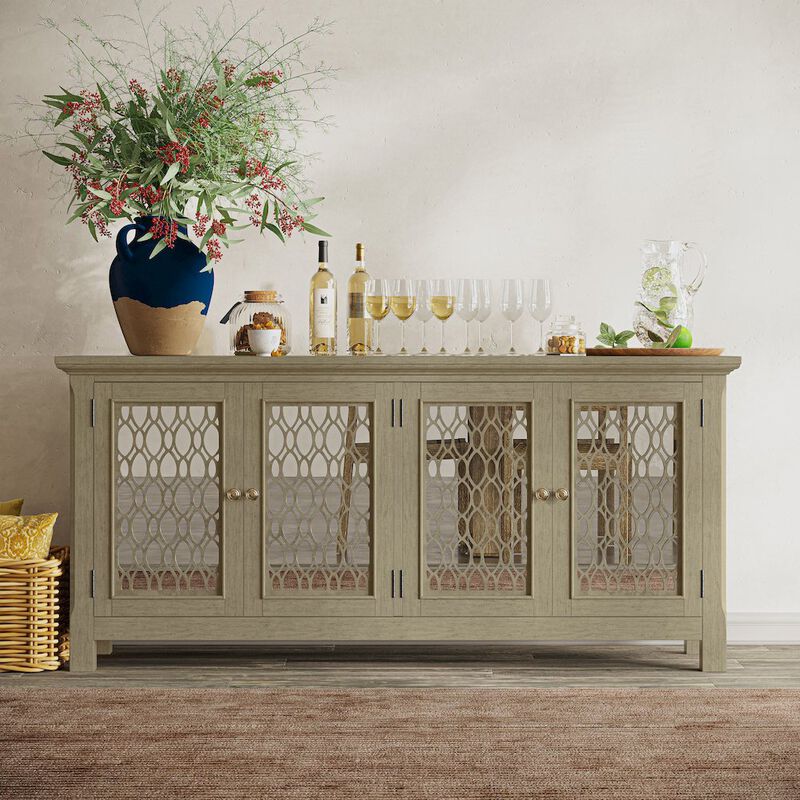 Jofran Isabella 69 Luxury Mirrored Sideboard Storage Cabinet