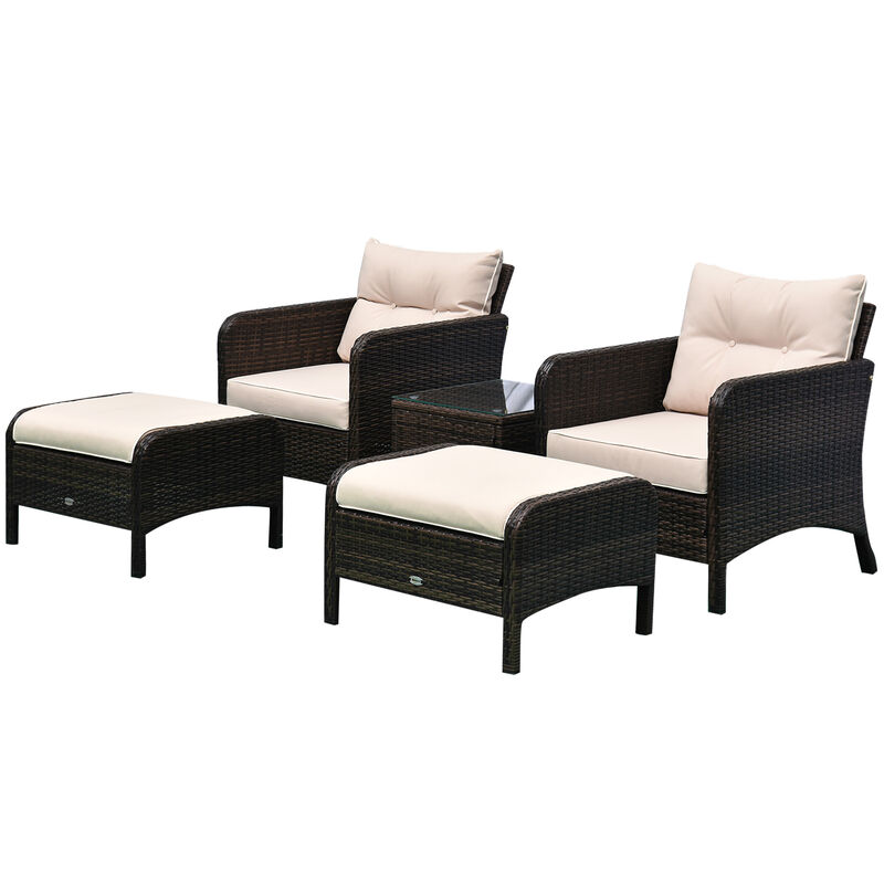 5 PC Outdoor Patio Conversation Chaise Lounge Chair w/ Coffee Table, Blue