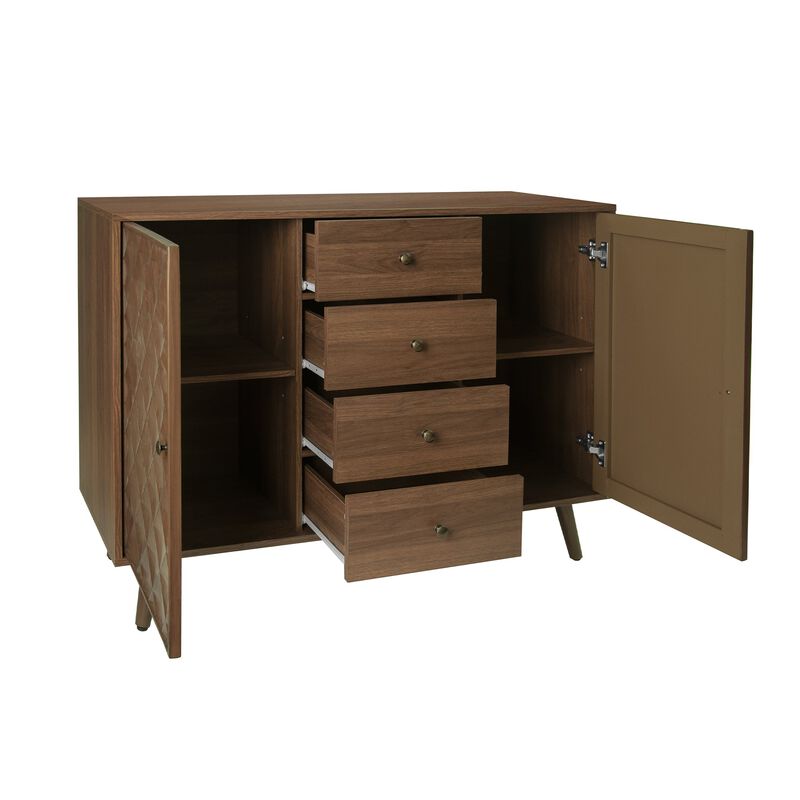 MONDAWE Elegance 2 Door 4 Drawer Cabinet, Suitable for Bedroom, Living Room, Study