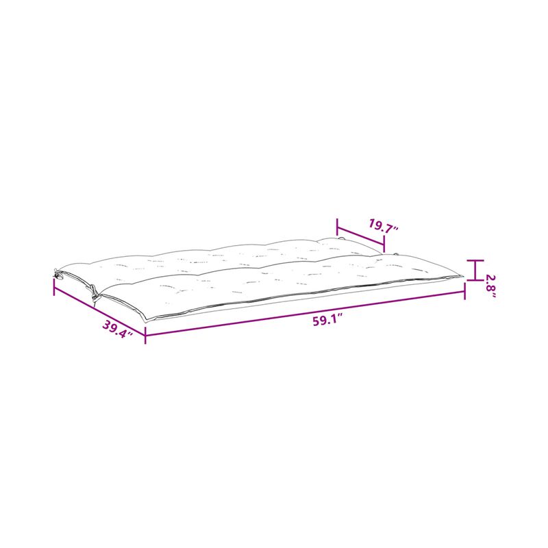 Claire Outdoor Cushion for Bench, Button Tufted Red Fabric, 59 Inch - Benzara