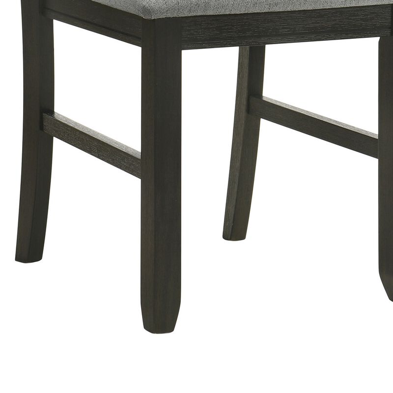 Woodlands 22 Inch Side Chair Set of 2, Soft Gray Fabric Seat, Brown Wood - Benzara