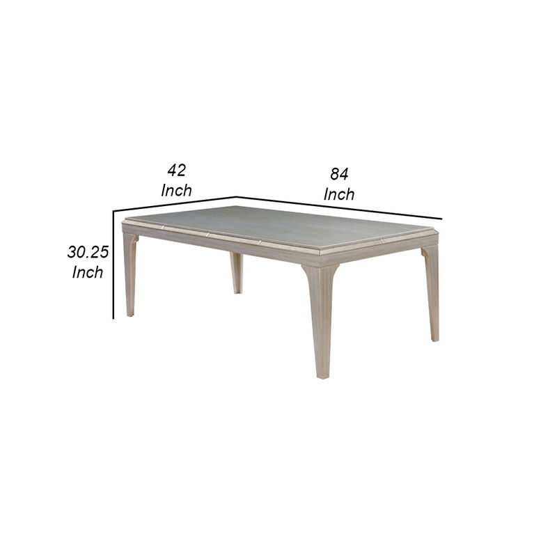 Diocles Contemporary Style Dining Table With Tapered Legs, Silver - Benzara