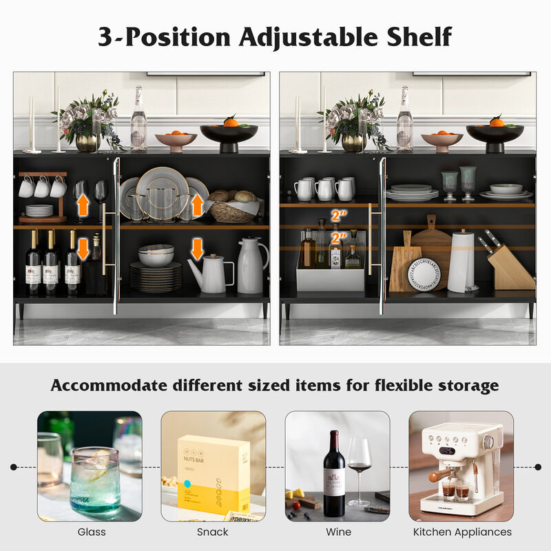 Sideboard Cabinet with Tempered Glass Door for Living Room Dining Room Kitchen