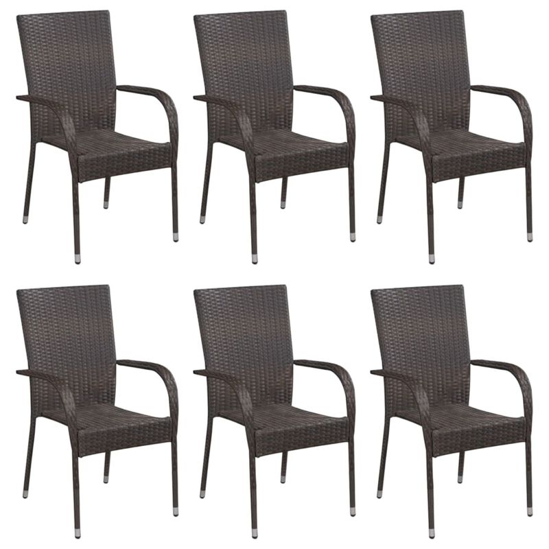 vidaXL 7 Piece Garden Dining Set Poly Rattan Brown