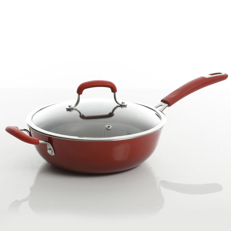 Kenmore Elite Andover 10 Piece Nonstick Aluminum Cookware Set in Red Gradient
