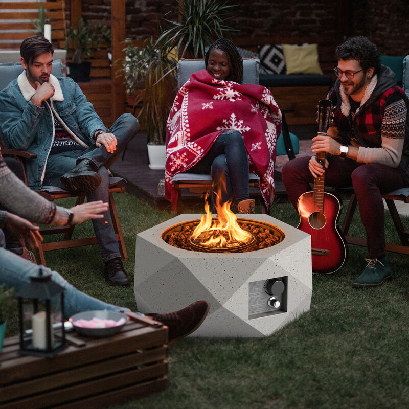 40000 BTU Hexagon Terrazzo Propane Fire Pit Table with Stainless Steel Burner