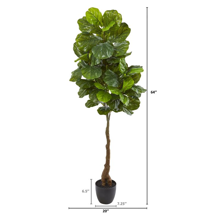 Hivvago 64 Inches Fiddle Leaf Artificial Tree (Real Touch)