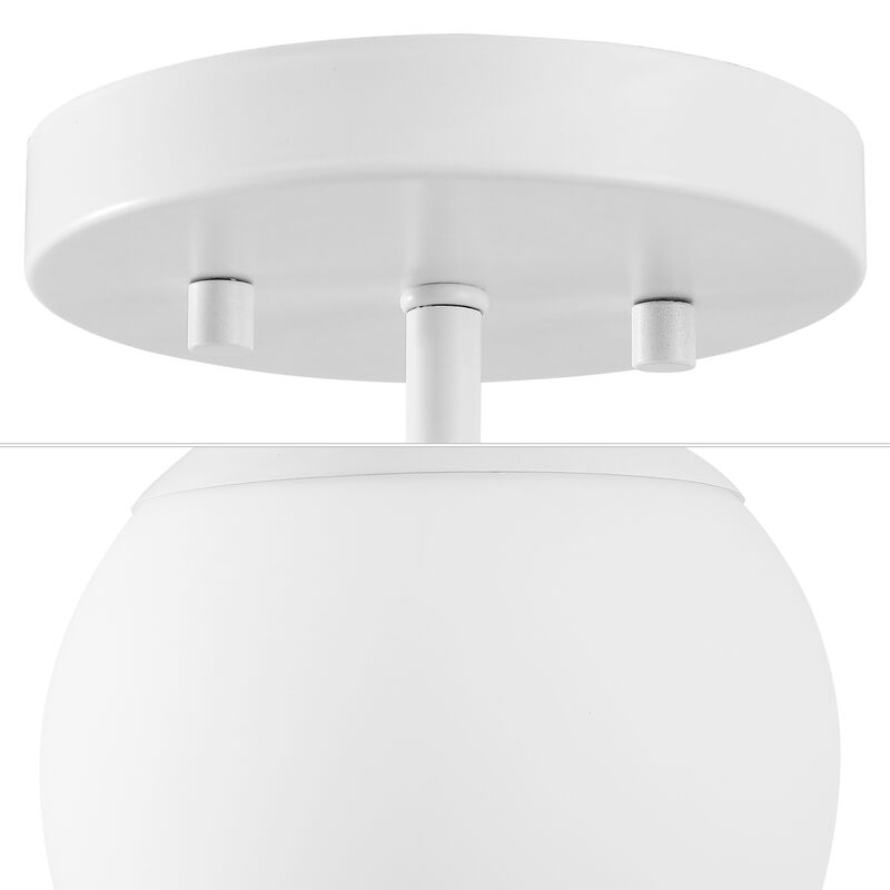 Marcel 1-Light Bohemian Farmhouse Iron/Frosted Glass LED Semi Flush Mount