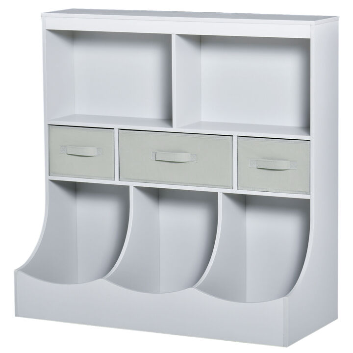 Toy Chest Kids Storage Organizer Wardrobe Display Bookcase w/ 3 Fabric Drawers