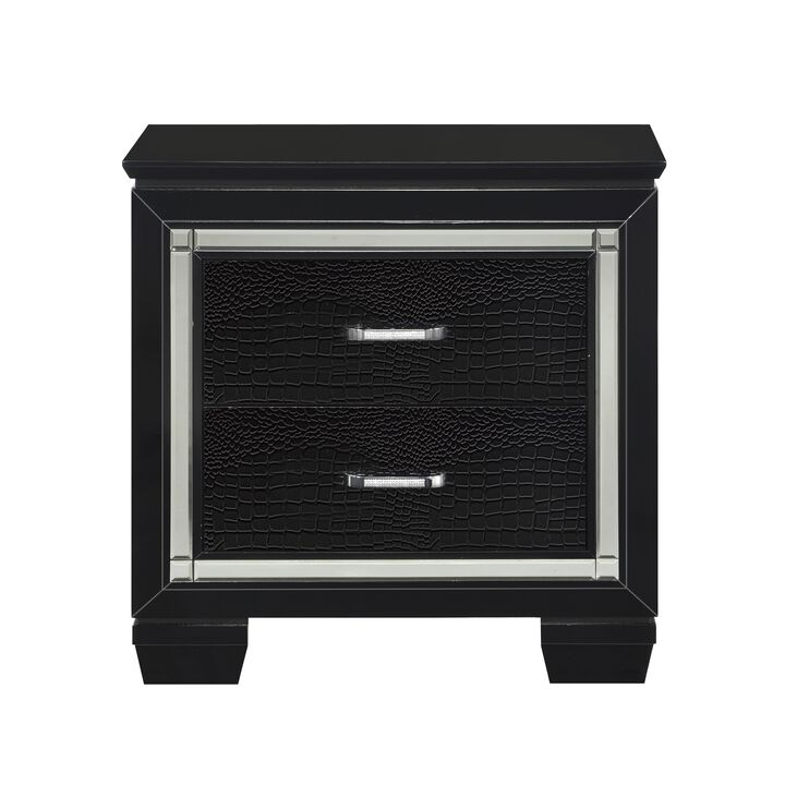 Streamdale Chic 1-Drawer Nightstand with Alligator-Embossed Fronts