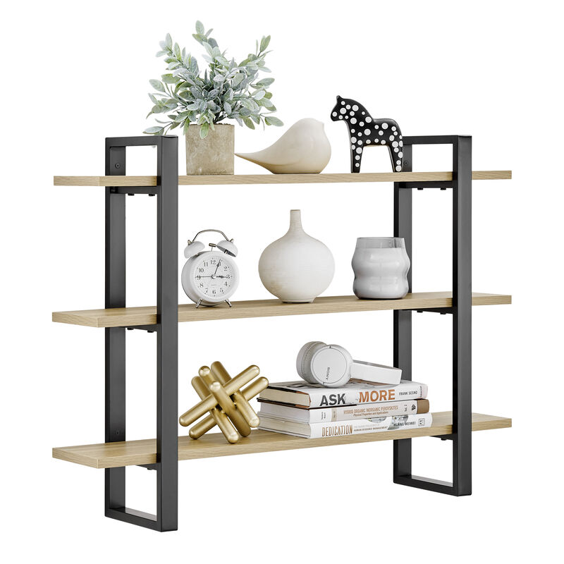 Rio Three Tier Modular Floating Bracket Wall Shelf - Chestnut