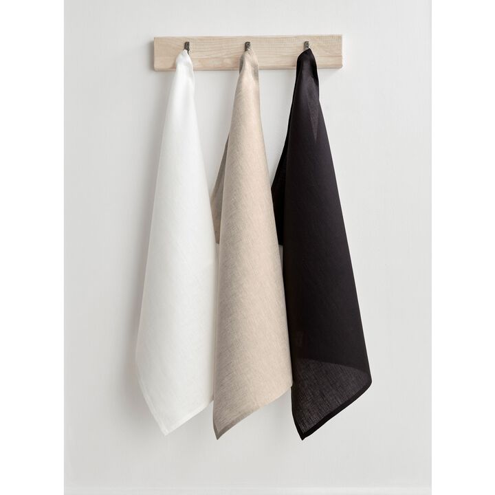 Solino Home 100% Pure Linen Kitchen Towels Set of 3 Assorted - 17 x 26 Inch