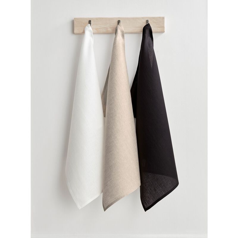 Solino Home 100% Pure Linen Kitchen Towels Set of 3 Assorted - 17 x 26 Inch