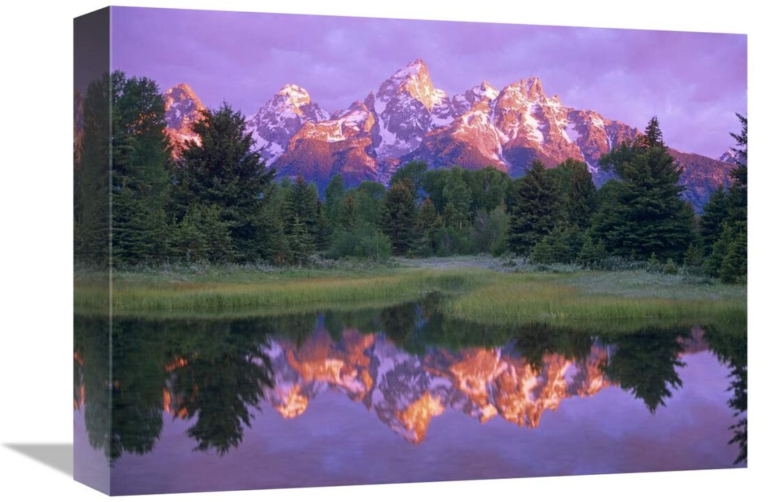 Grand Tetons at Schwabacher Landing, Grand Teton NP, Wyoming-Canvas Art-16x12