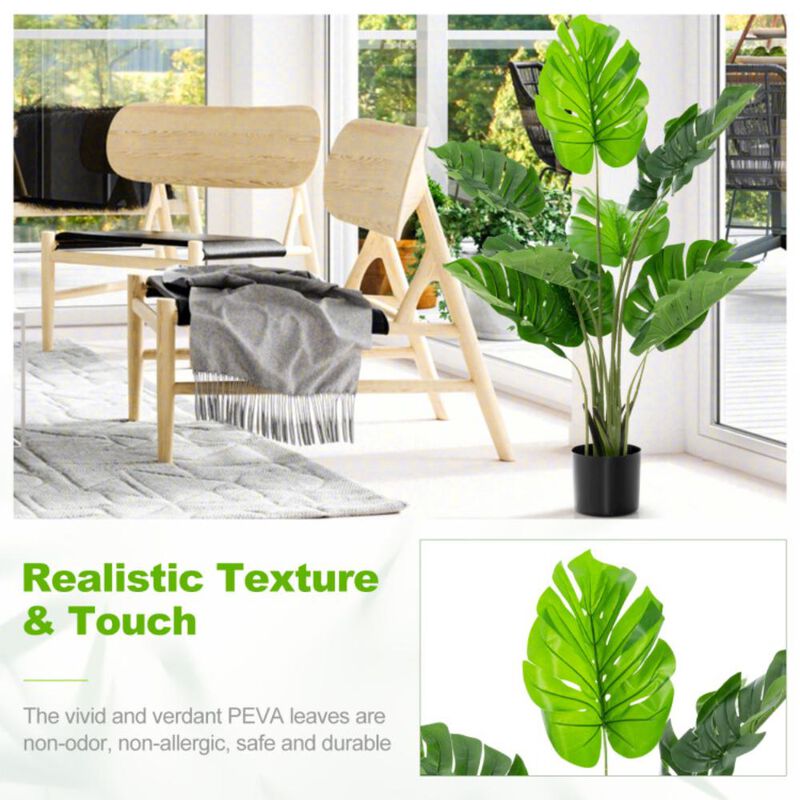 Hivvago 4 Feet Artificial Monstera Deliciosa Tree with 10 Leaves of Different Sizes