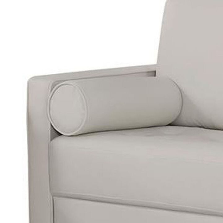 Quzi 52 Inch Loveseat, USB Port, Bolster Pillows, Tapered Legs, Off White - Benzara