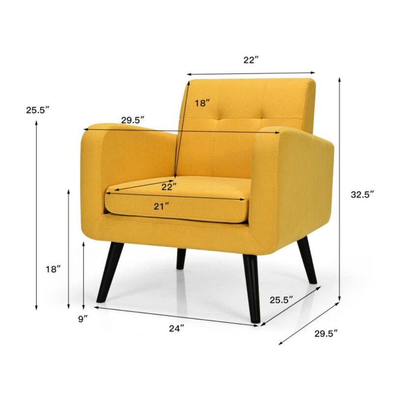 Hivvago Modern Upholstered Comfy Accent Chair Single Sofa with Rubber Wood Legs