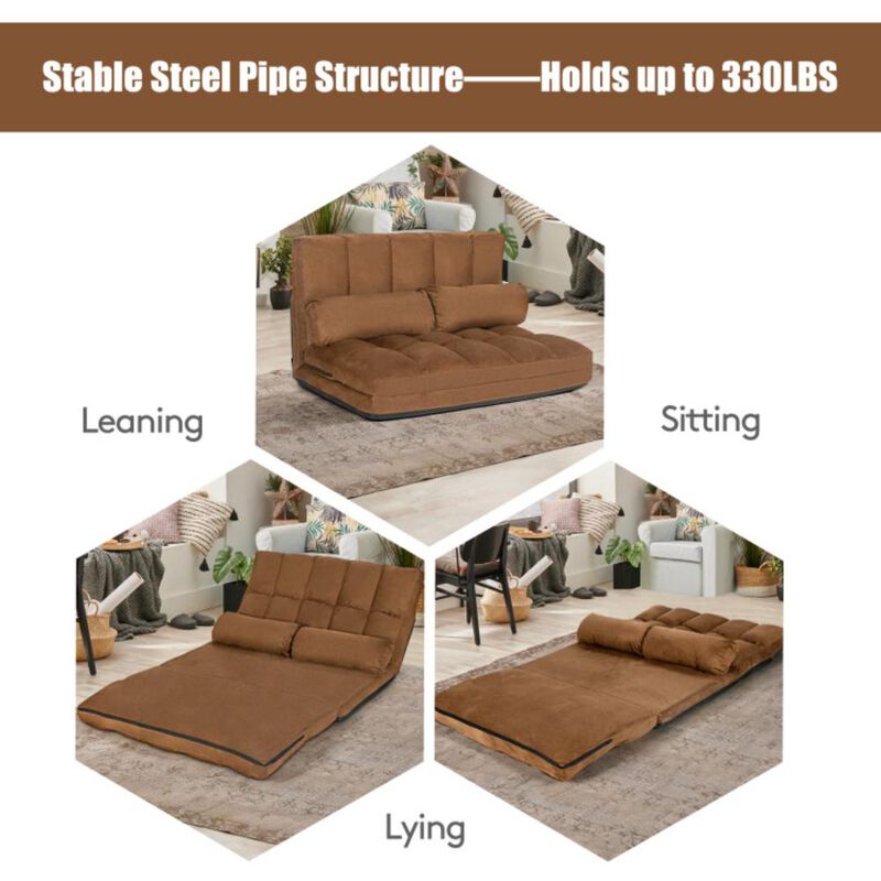 Hivvago 6-Position Foldable Floor Sofa Bed with Detachable Cloth Cover