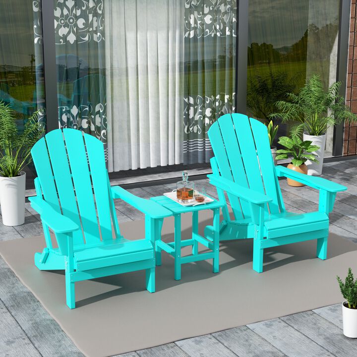 WestinTrends 3-Piece Outdoor Patio Adirondack Chairs with Side Table Set