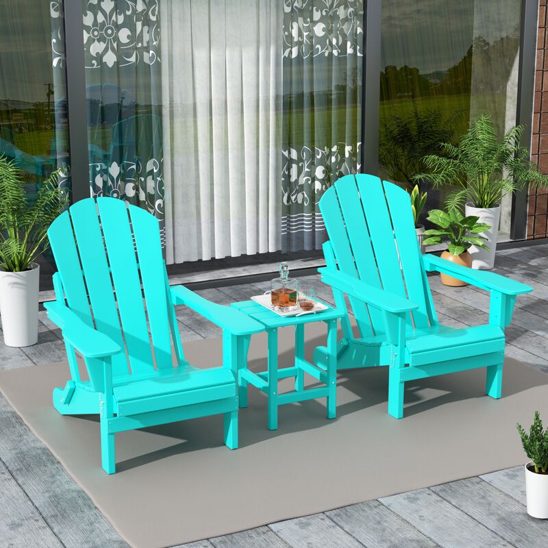WestinTrends 3-Piece Outdoor Patio Adirondack Chairs with Side Table Set