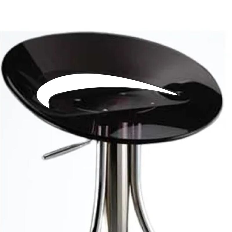 Vera 19-29 Inch Counter Height Stool, Round Swivel, Adjustable, Black - Benzara