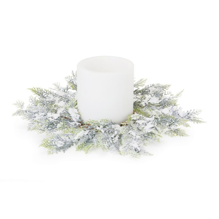 Snowy Cedar Wreath for Winter and Holiday Home Décor