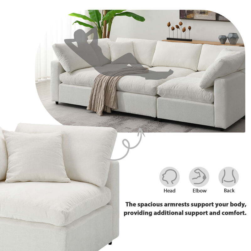 Merax 6 Seats Chenille Sofa Set with Ottoman