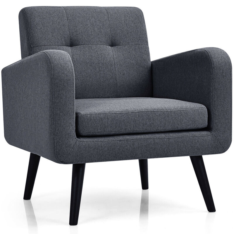 Costway 2PCS Accent Armchair Single Sofa Chair Home Office w/ Wooden Legs Gray