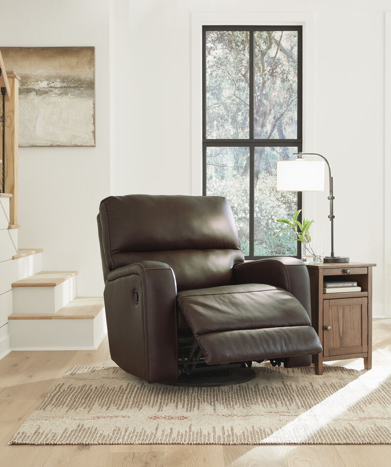 Emberla Manual Swivel Glider Leather Recliner