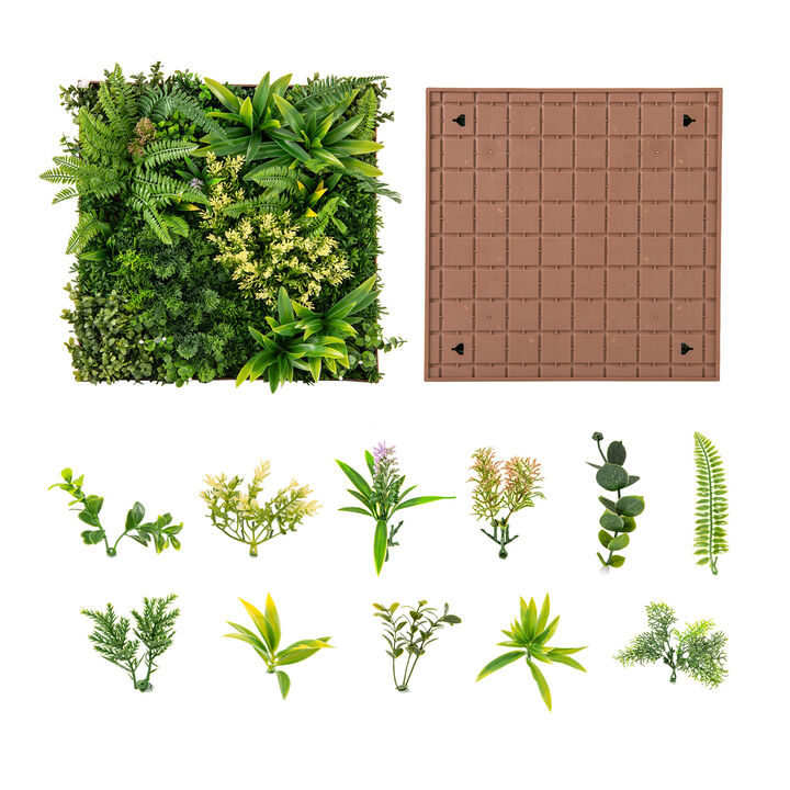 20" x 20" 3D Hanging Greenery Hedge with 11 Mixed Faux Plants for Indoor and Outdoor Decor