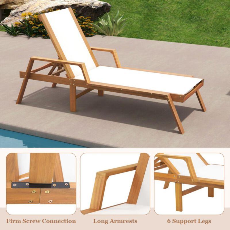 Hivvago Patio Chaise Lounge Chair with Armrests and Fabric Seat for Backyard