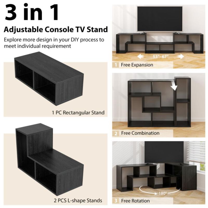 Hivvago 3 Pieces Console TV Stand for TVs up to 65 Inch with Shelves