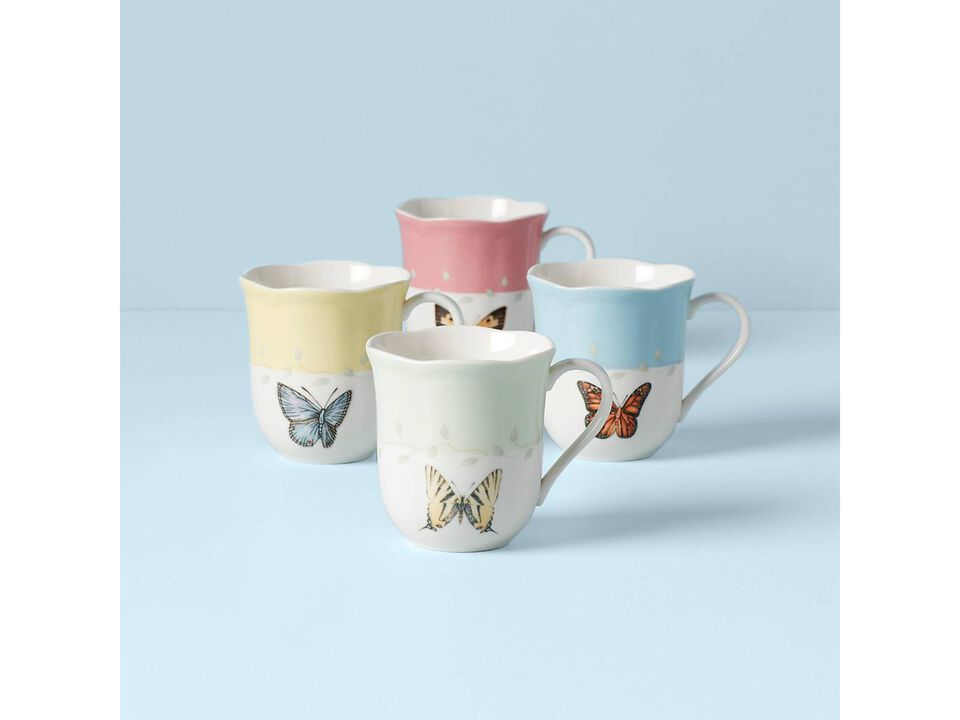 Lenox Butterfly Meadow 4-Piece Mug Set, Multicolor, 1.85 LB