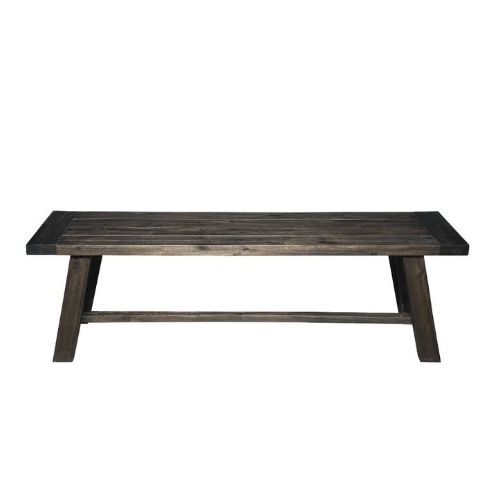 Transitional Style Bench In Acacia Wood Gray-Benzara