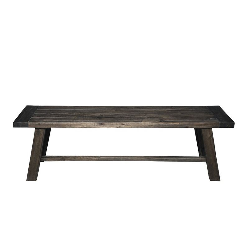 Transitional Style Bench In Acacia Wood Gray-Benzara