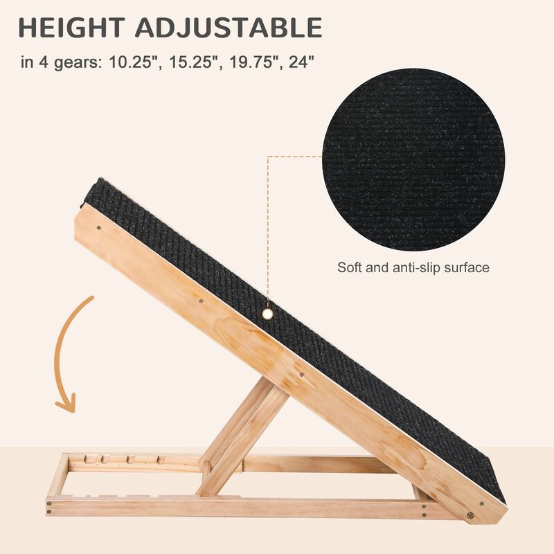 Black Pet Accessibility: Foldable Adjustable Height Ramp for Dogs/Cats
