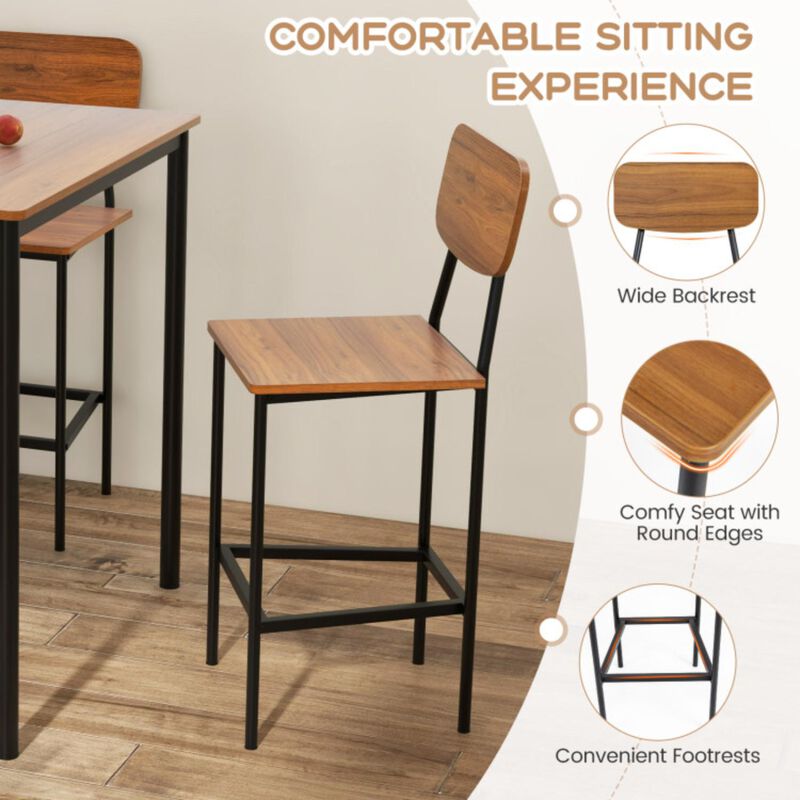 Hivvago 5-Piece Counter-Height Dining Bar Table Set with 4 Bar Chairs