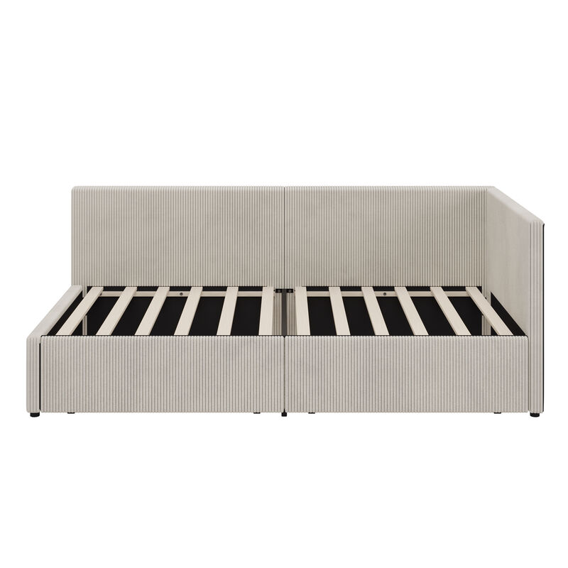 Merax L Shape Corner Bed Corduroy Daybed Bed