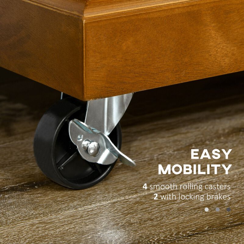 Brown Kitchen Island: Modern Rolling Cart with Drawer & Towel Racks