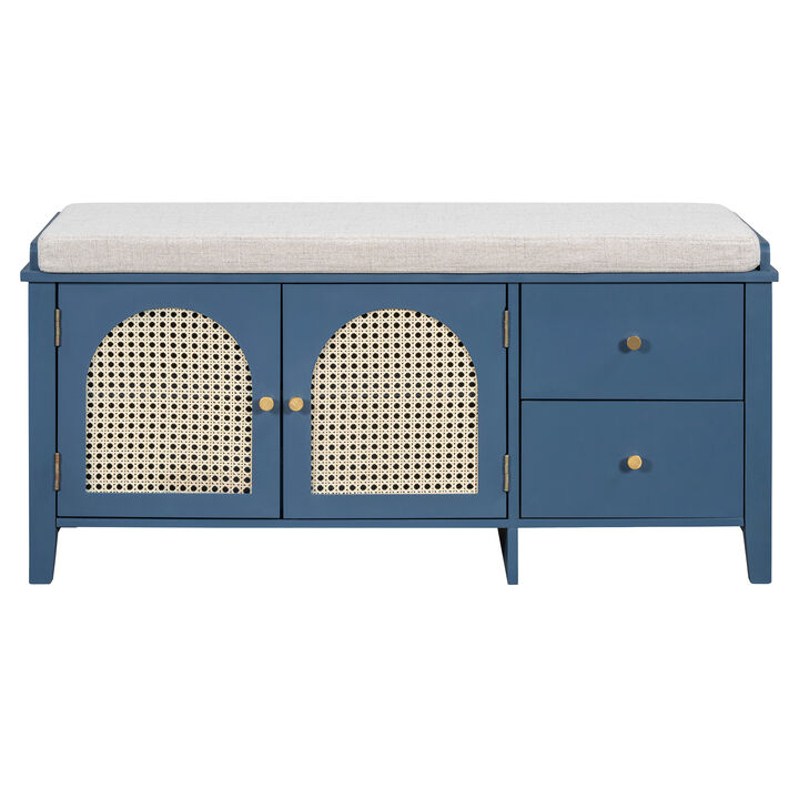 Merax Vintage Shoe Bench with Storage and Cushion