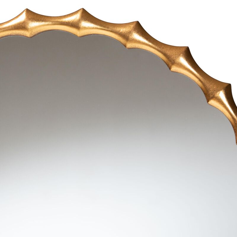 Baxton Studio Everette Antique Goldleaf Bamboo Border Accent Wall Mirror
