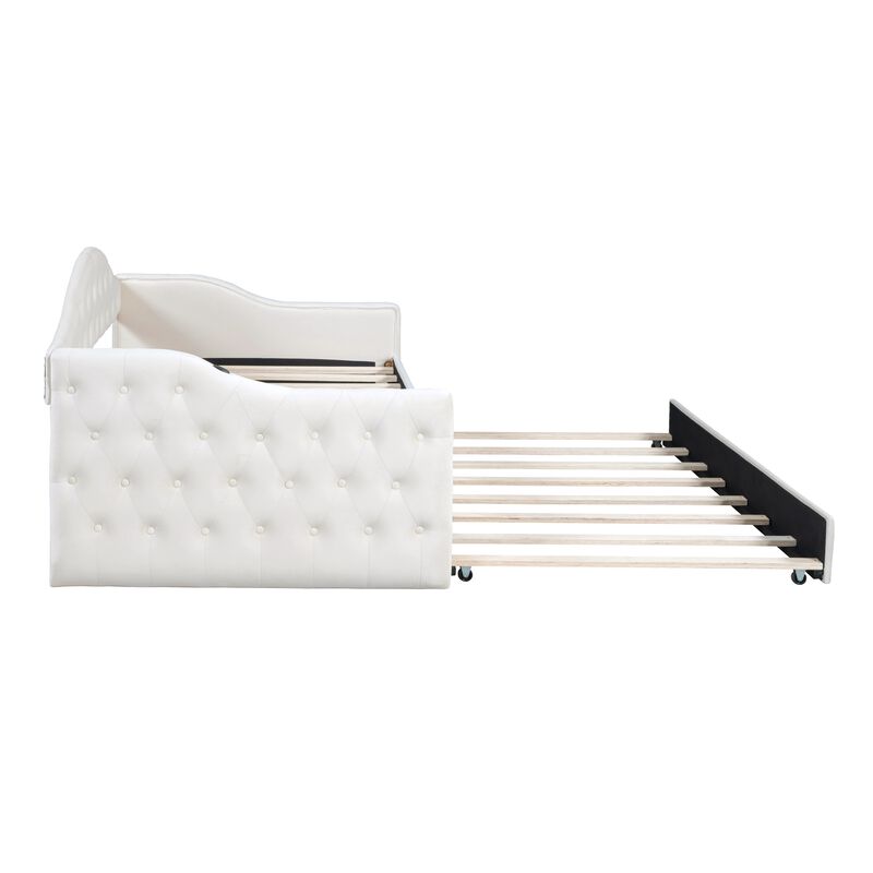 Merax Velvet  Sofa Bed Daybed with Trundle