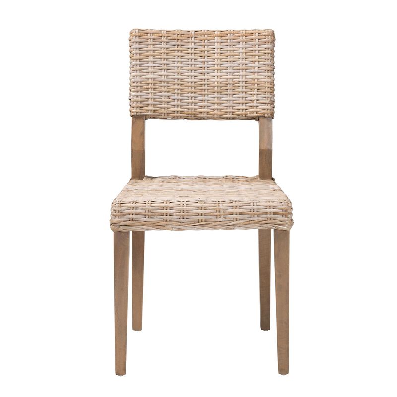 Bali & Pari Barossa Bohemian Grey Kubu Rattan And Mahogany Wood Dining Chair