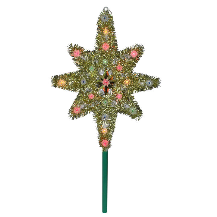 21" Lighted Gold Star of Bethlehem Christmas Tree Topper - Multicolor Lights